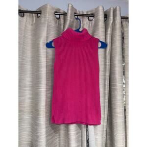 GAP Ribbed Sleeveless Turtleneck Sweater Top Pink 100% Cotton Women’s Size Small